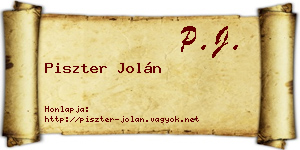 Piszter Jolán névjegykártya