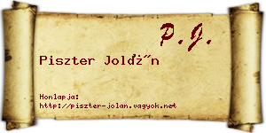Piszter Jolán névjegykártya